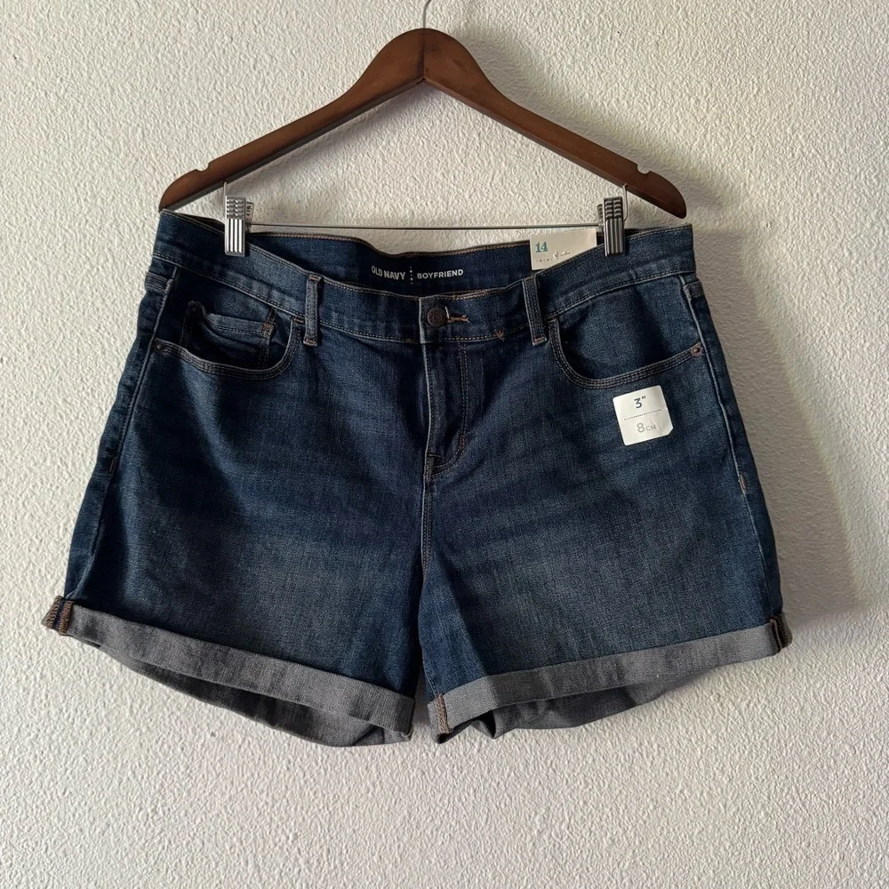 Old Navy Cuffed Denim Boyfriend Shorts 3 Inseam Plus 14 Effortless Classic NEW